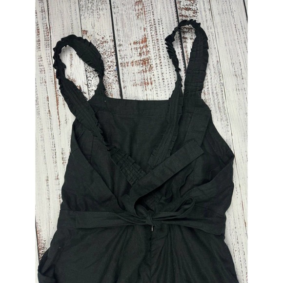 Rue Stiic Linen Blend Black Costella‎ Overalls Jumpsuit Sz M - Picture 3 of 4